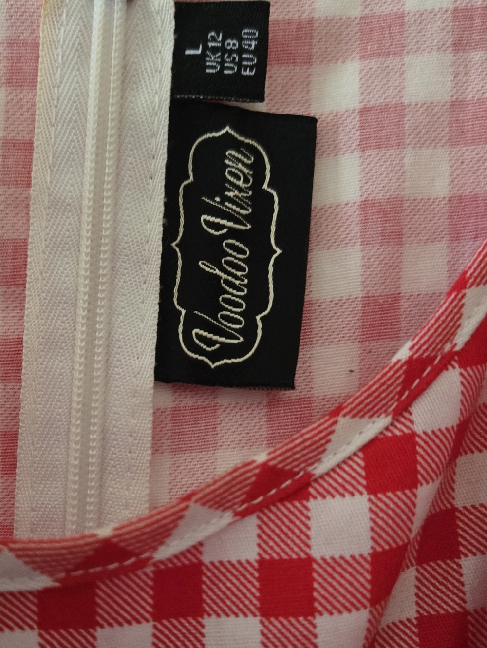 Voodoo Vixen Gingham Floral Flare Dress - Picture 5 of 7
